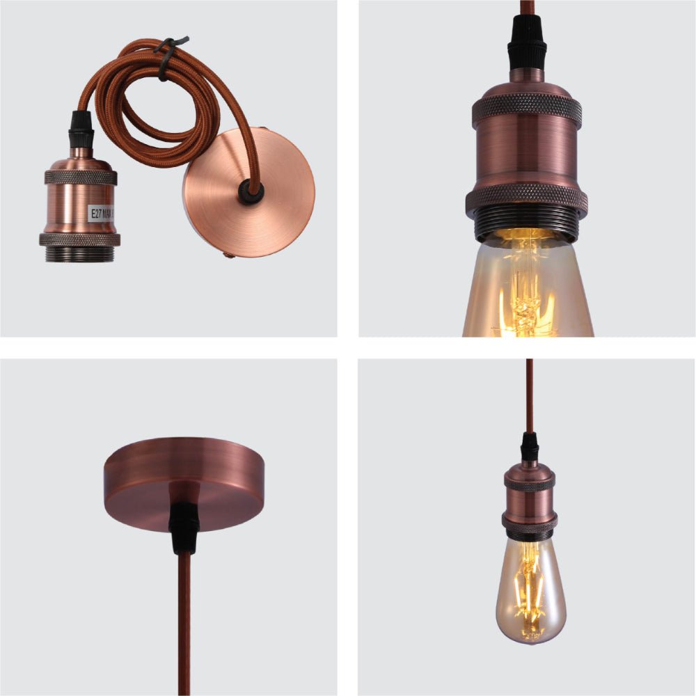 Suspension Vintage Industrielle Rétro E27 Antique Rouge Bronze Or Nickel Dimmable Réglable | Restfield