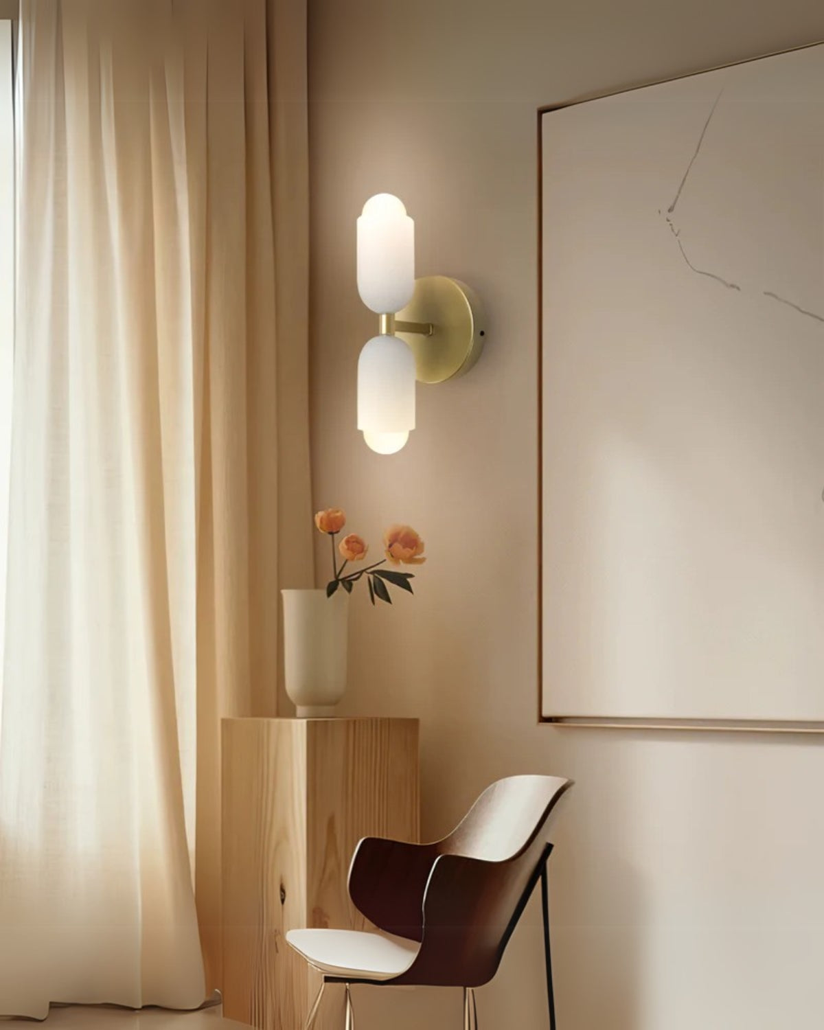 Restfield | Applique murale avec double abat-jour en verre pour chambre et salon – Éclairage mural E27