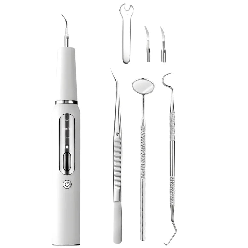 Ultrasoon Tandreiniger USB Oplaadbaar met LED-Verlichting 3 Standen voor Professionele Mondzorg Thuis Wit | Sansoti