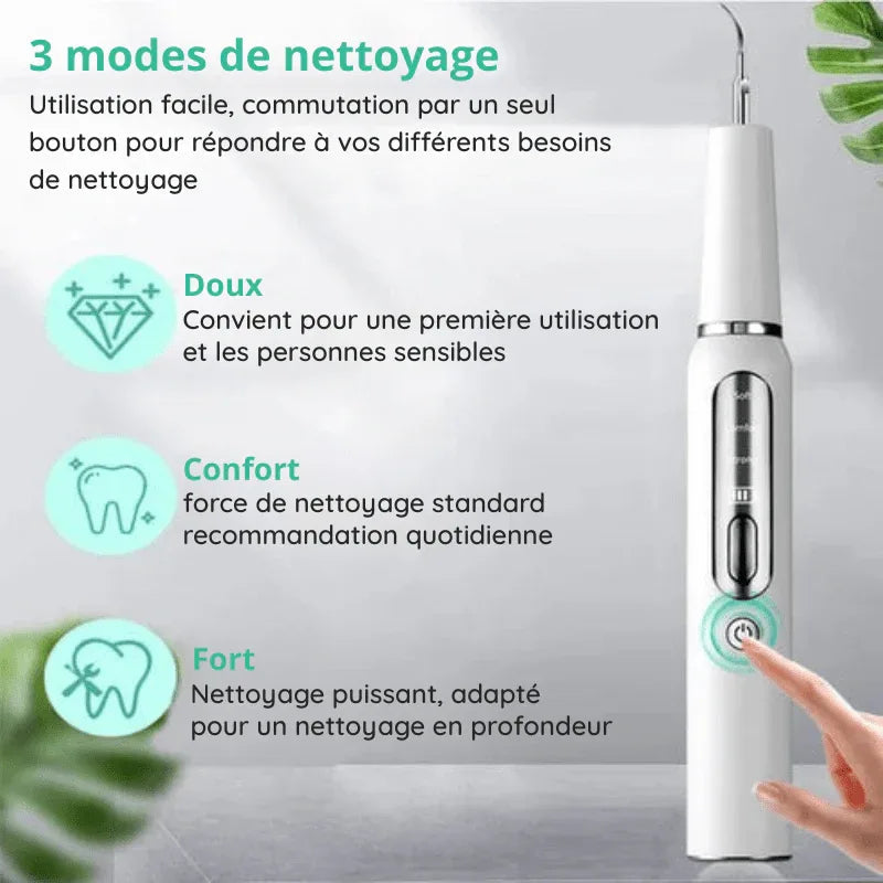 Ultrasoon Tandreiniger USB Oplaadbaar met LED-Verlichting 3 Standen voor Professionele Mondzorg Thuis Wit | Sansoti