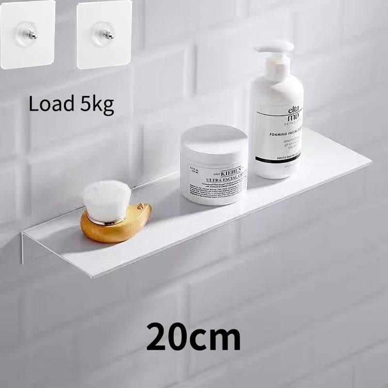 Étagère murale flottante sans perçage 30-50 cm, système de rangement pour salle de bains et cuisine, fixation adhésive, design minimaliste | Sansoti