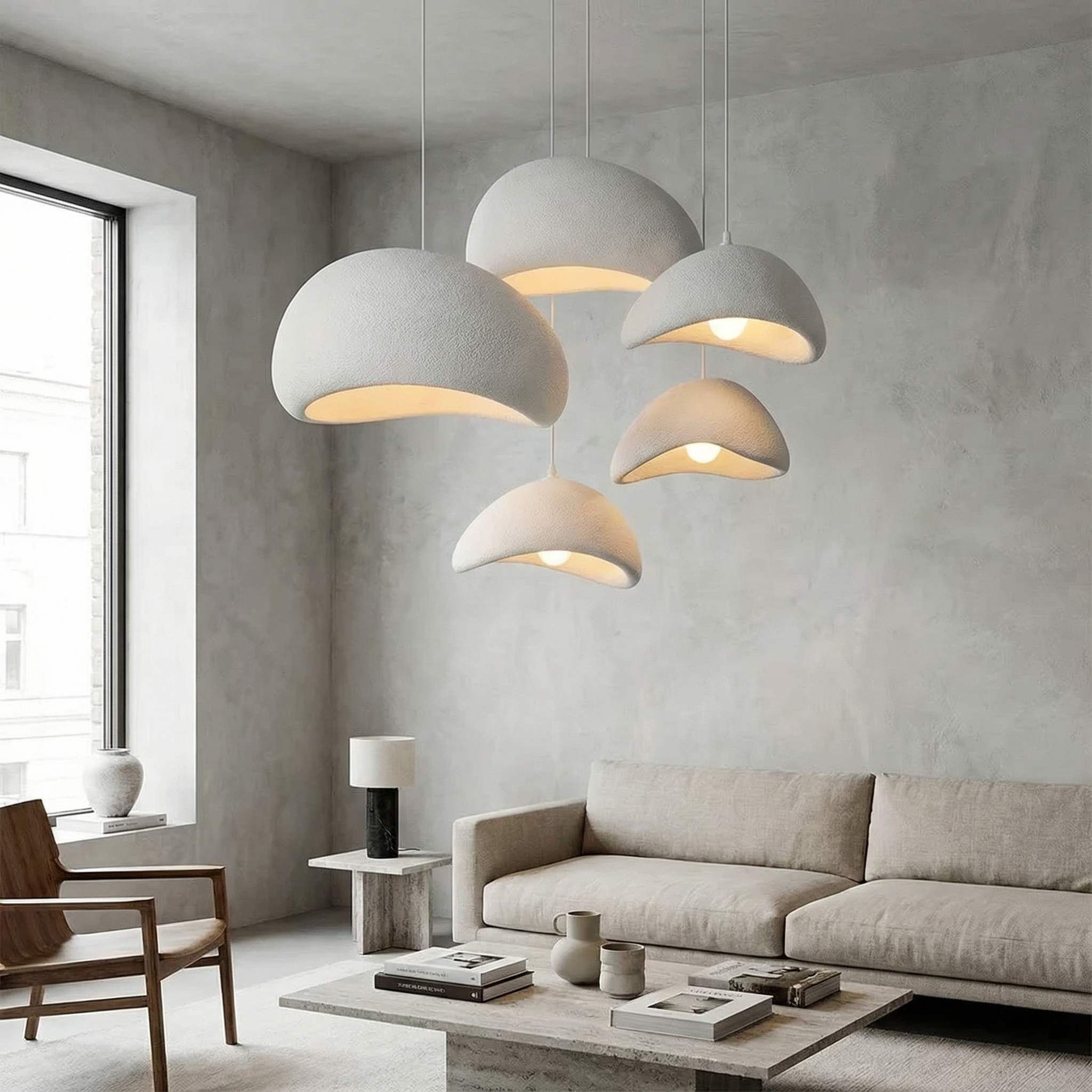 Minimalistische Hanglamp met Stenen Textuur – Moderne Verlichting in Scandinavische Stijl | Sansoti