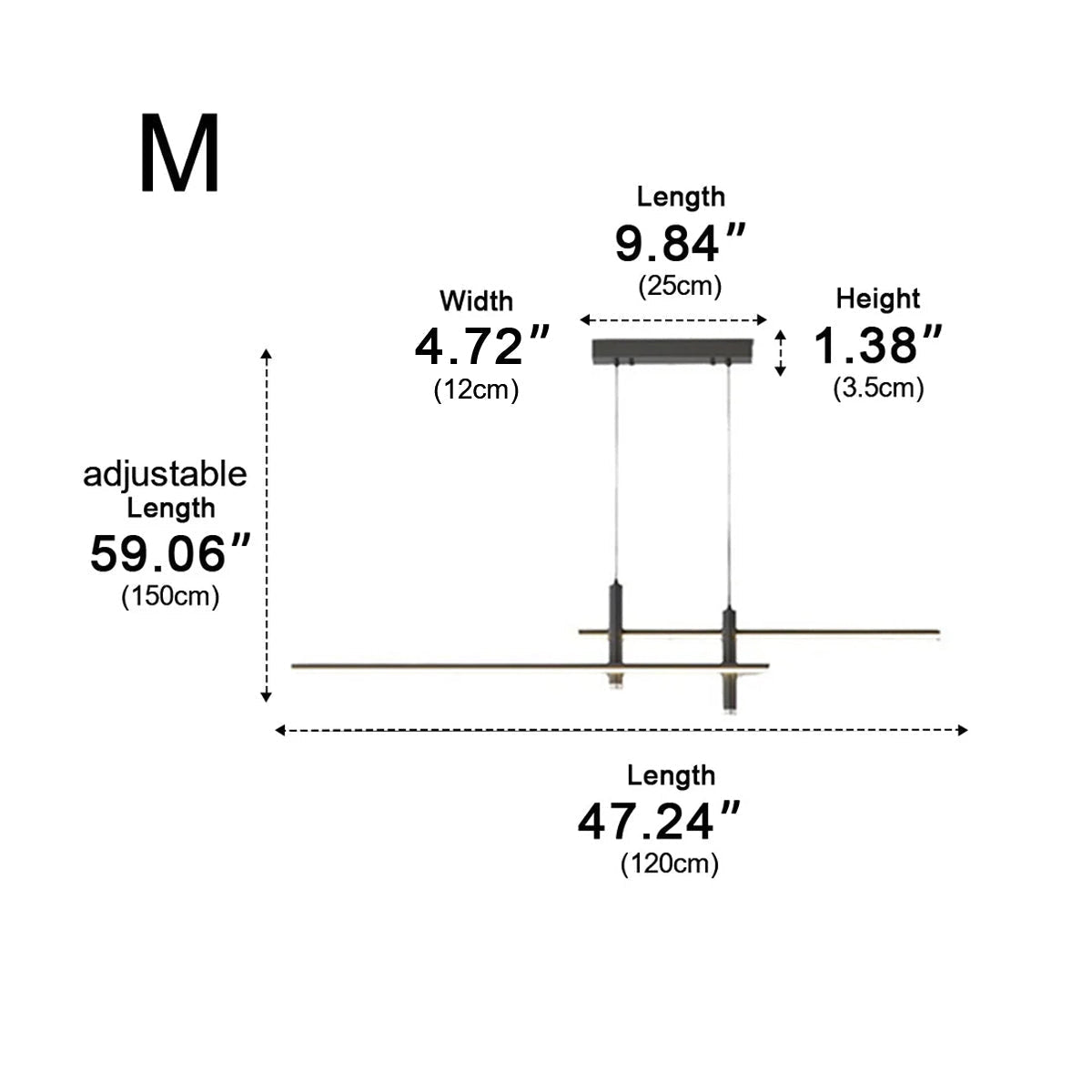 Pendelleuchte Aluminium-Leiste LED Dimmbar Schwarz Gold 90-150cm Modernes skandinavisches Design Esszimmer Wohnzimmer | Sansoti