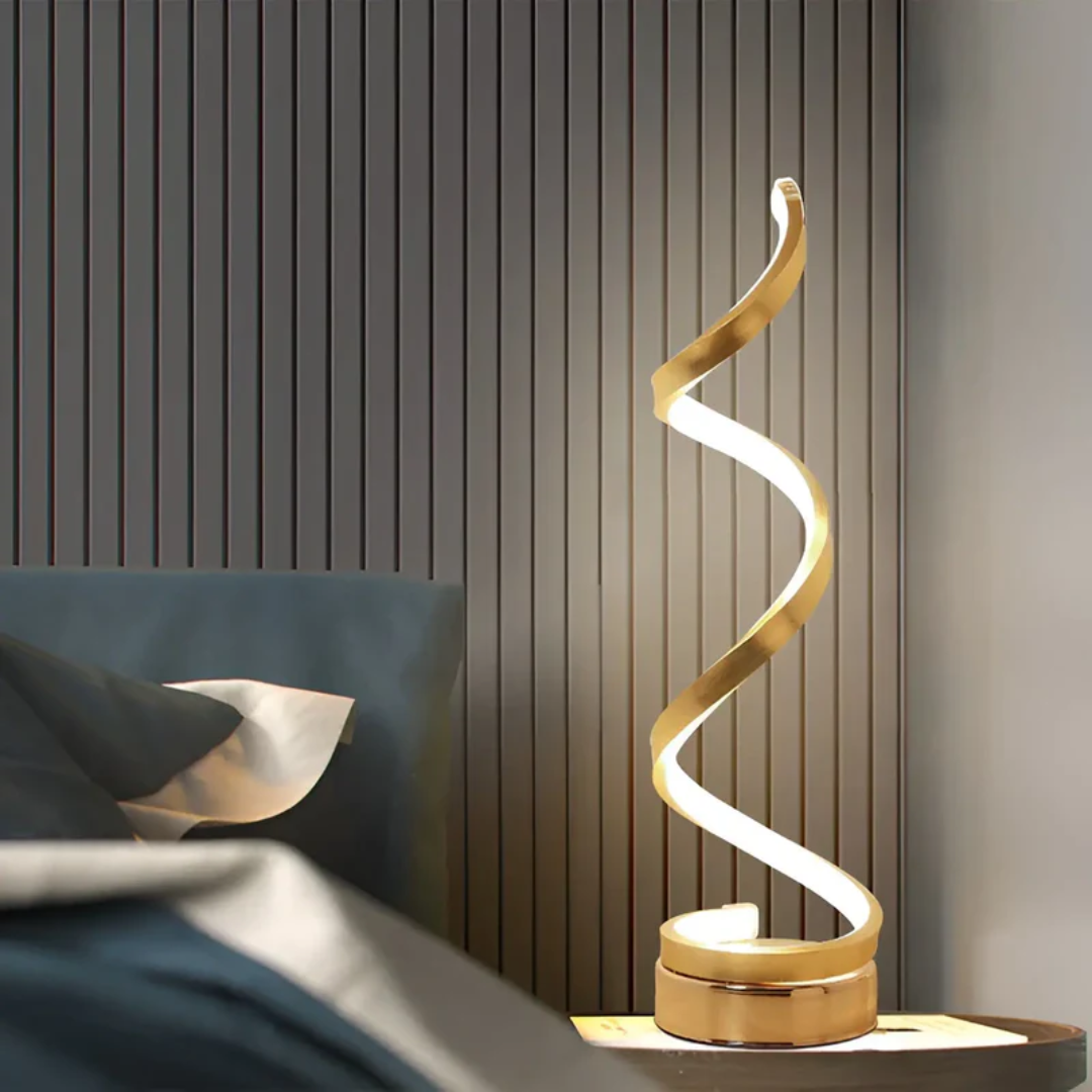 Dimbare Moderne Spiraalvormige Tafellamp 19W – Stijlvolle Gebogen Bureaulamp met Zachte Verlichting en Energiezuinige LED voor Thuis en Kantoor | Sansoti