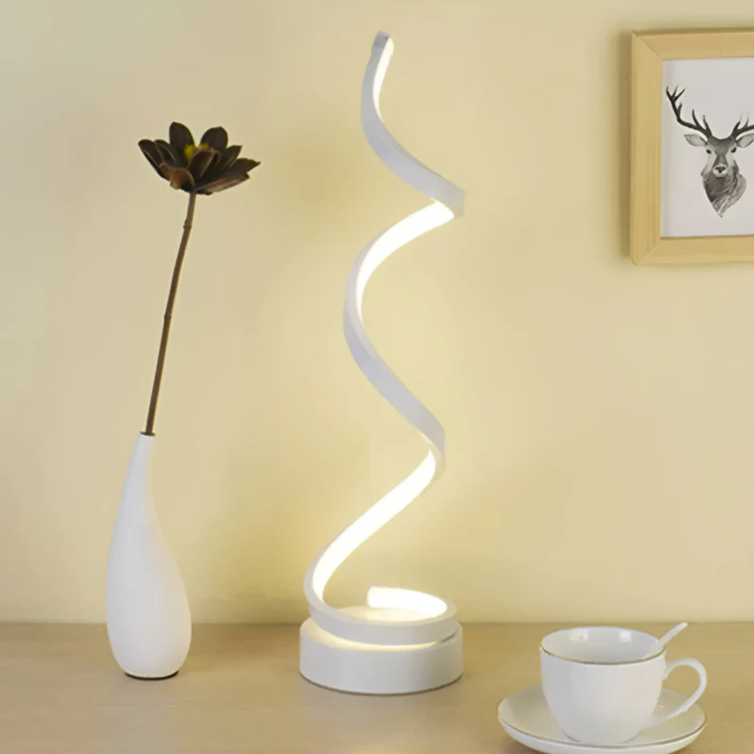 Dimbare Moderne Spiraalvormige Tafellamp 19W – Stijlvolle Gebogen Bureaulamp met Zachte Verlichting en Energiezuinige LED voor Thuis en Kantoor | Sansoti