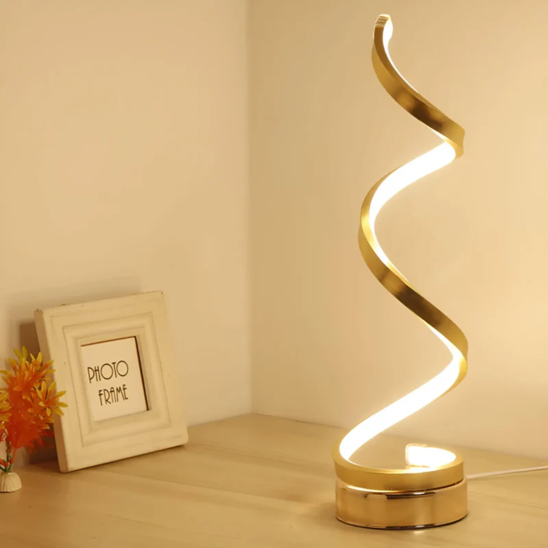 Dimbare Moderne Spiraalvormige Tafellamp 19W – Stijlvolle Gebogen Bureaulamp met Zachte Verlichting en Energiezuinige LED voor Thuis en Kantoor | Sansoti
