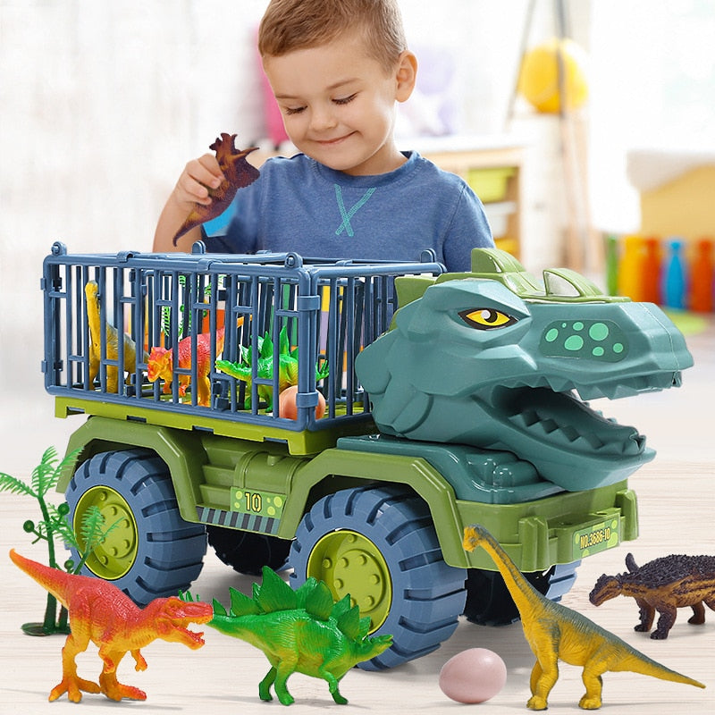 Dino Transporter Vrachtwagen Met Realistische Dino Figuren Speelset 38cm Educatief | Sansoti