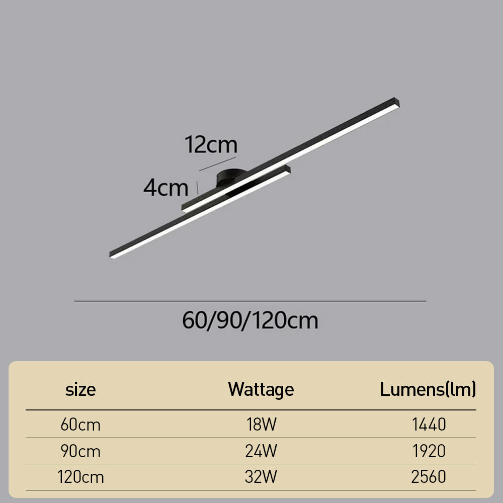 Longstrip plafondlamp LED aluminium zwart woonkamer hal slaapkamer lineaire plafondverlichting modern strak design | Sansoti