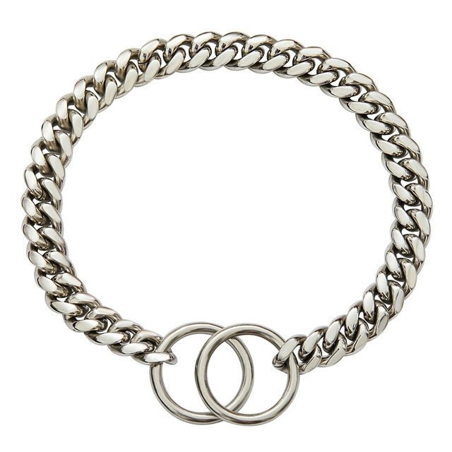 RVS Hondenketting Halsband 10-15mm Cuban Link Zwart Goud Zilver Choke Chain Trainingsketting voor Grote Honden | Sansoti