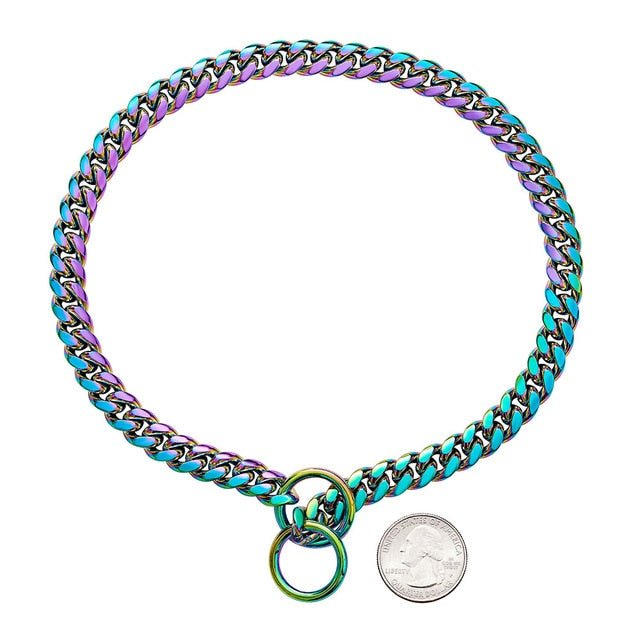 RVS Hondenketting Halsband 10-15mm Cuban Link Zwart Goud Zilver Choke Chain Trainingsketting voor Grote Honden | Sansoti