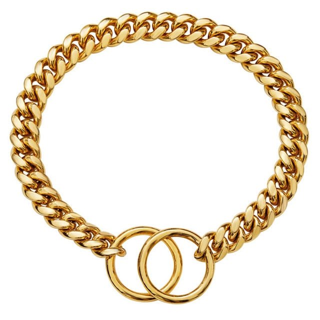 RVS Hondenketting Halsband 10-15mm Cuban Link Zwart Goud Zilver Choke Chain Trainingsketting voor Grote Honden | Sansoti