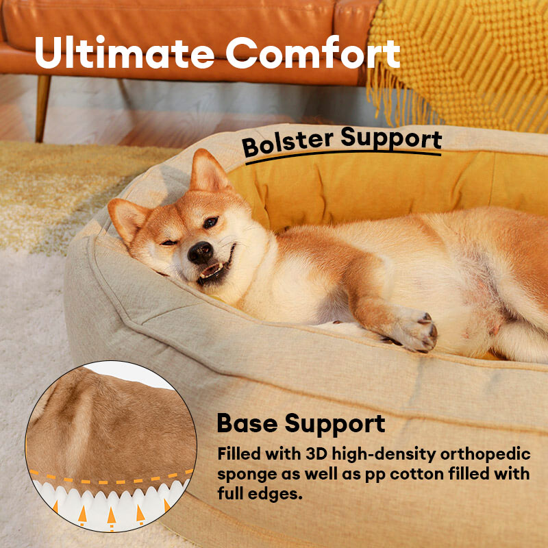 Orthopedisch Hondenmand Donut Rond met Hoge Rand en Antislip Onderkant voor Kleine Middelgrote Grote Honden | Sansoti