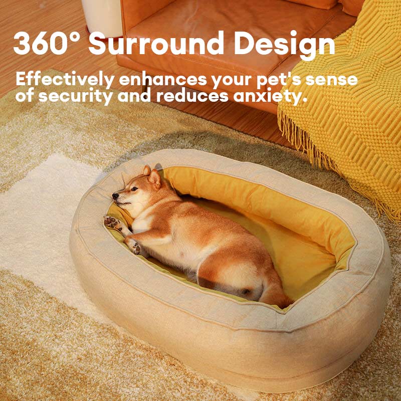 Orthopedisch Hondenmand Donut Rond met Hoge Rand en Antislip Onderkant voor Kleine Middelgrote Grote Honden | Sansoti