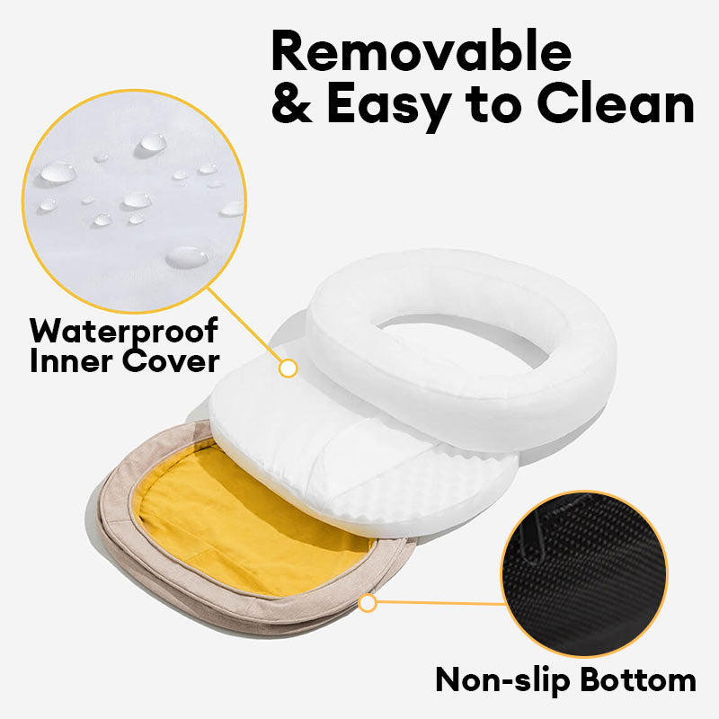 Orthopedisch Hondenmand Donut Rond met Hoge Rand en Antislip Onderkant voor Kleine Middelgrote Grote Honden | Sansoti