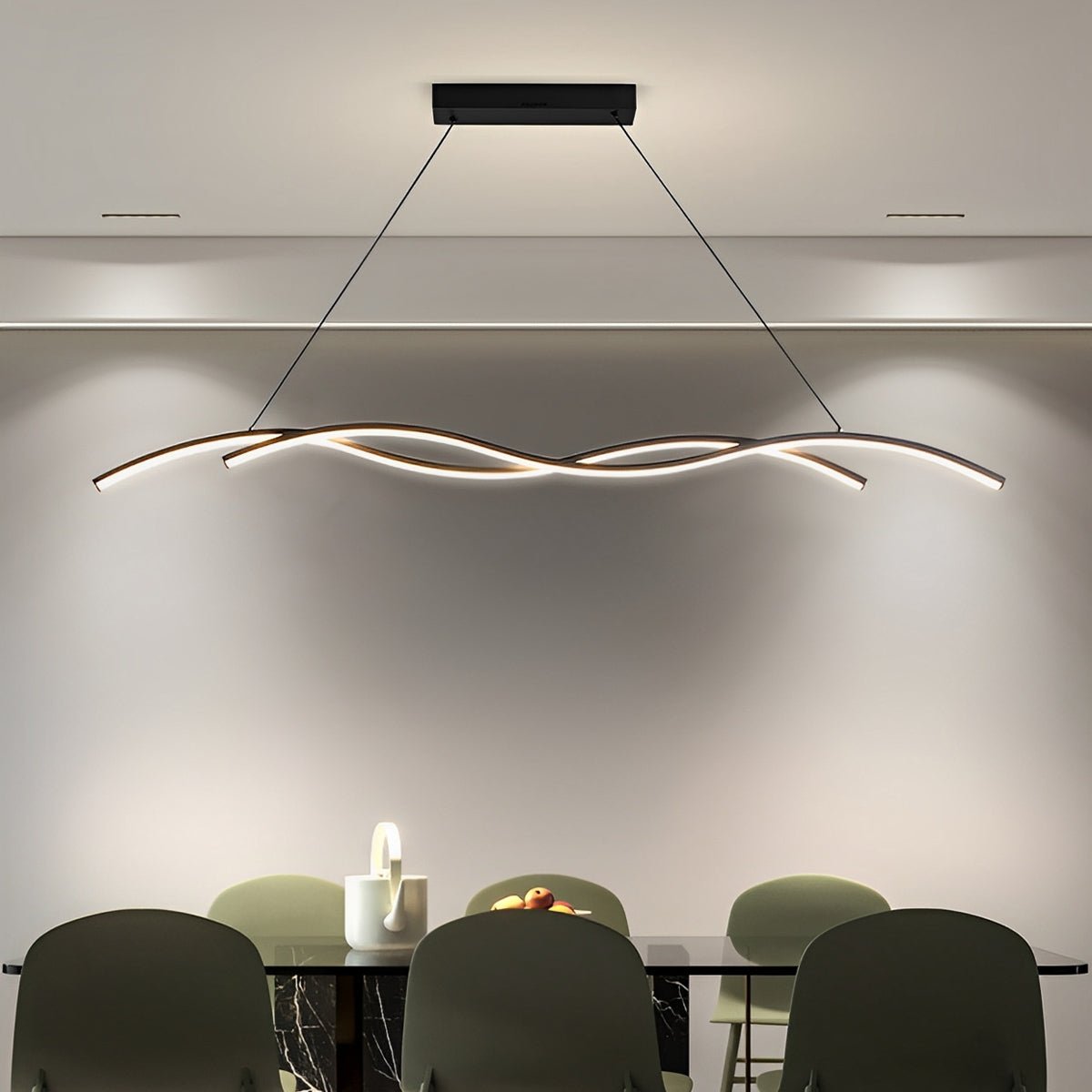 LED Hanglamp Golf Aluminium Zwart Dimbaar Eetkamer Woonkamer Golvende Hanglamp Eettafel Café Pendel Modern | Sansoti