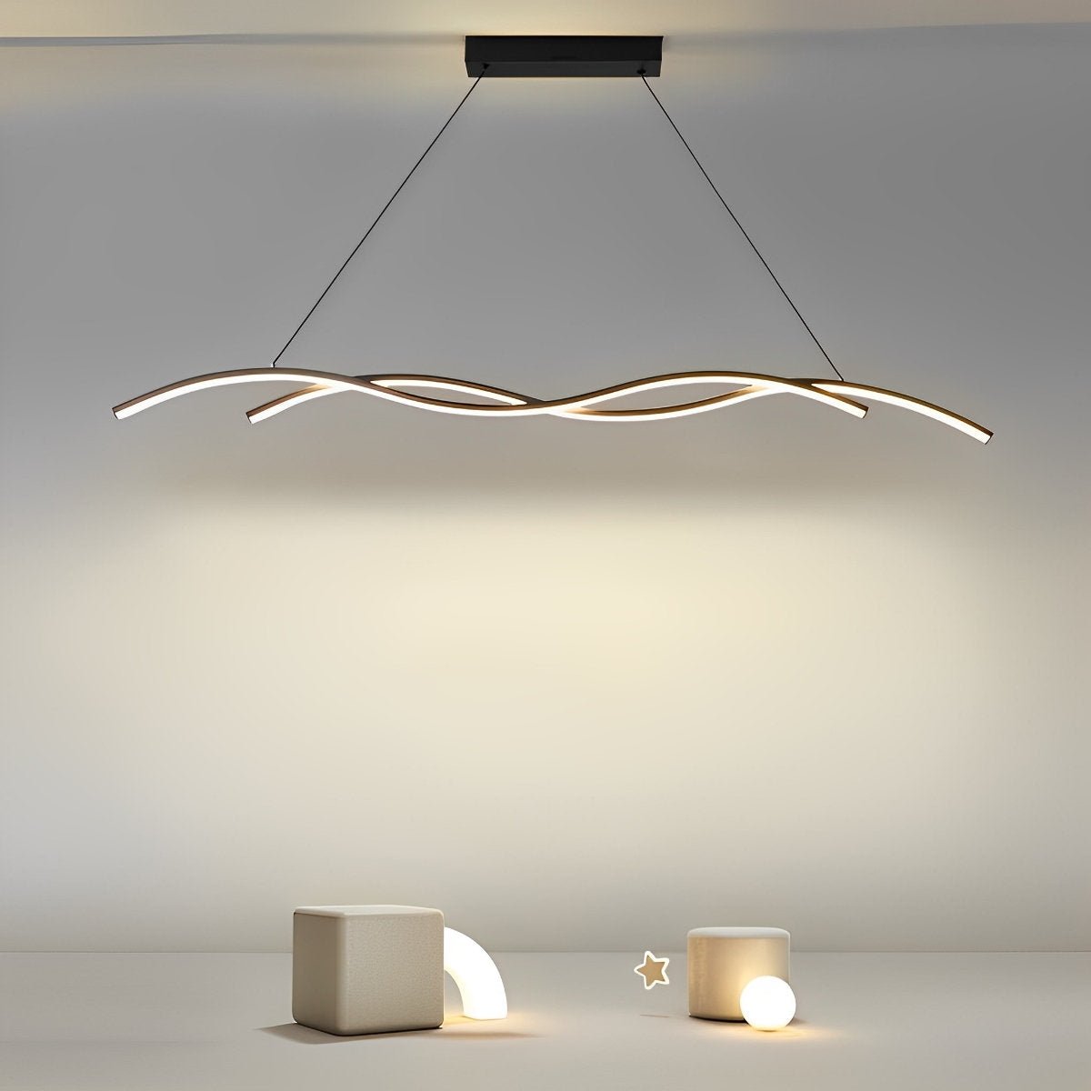 LED Hanglamp Golf Aluminium Zwart Dimbaar Eetkamer Woonkamer Golvende Hanglamp Eettafel Café Pendel Modern | Sansoti