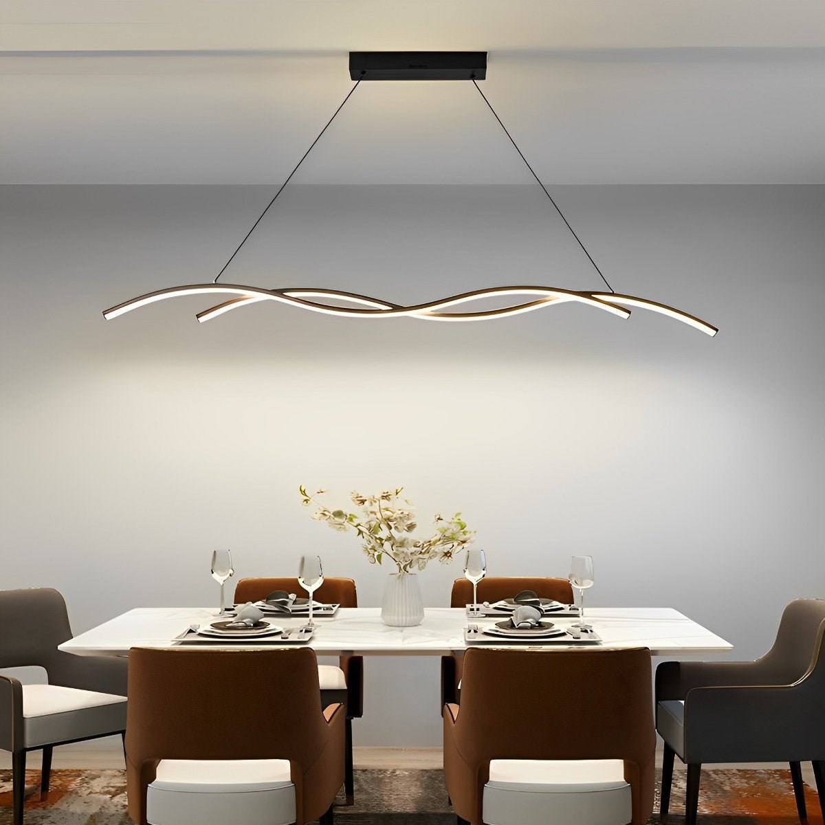 LED Hanglamp Golf Aluminium Zwart Dimbaar Eetkamer Woonkamer Golvende Hanglamp Eettafel Café Pendel Modern | Sansoti