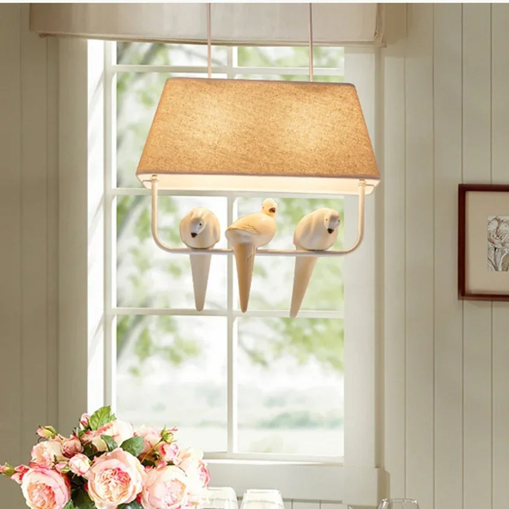 Vogel Hanglamp Met Kap Beige E27 Decoratief Woonkamer Eetkamer | Sansoti
