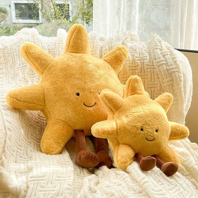 Decoratief Pluche Knuffelkussen met Zon & Maan Gezichtje 33cm of 48cm | Sansoti