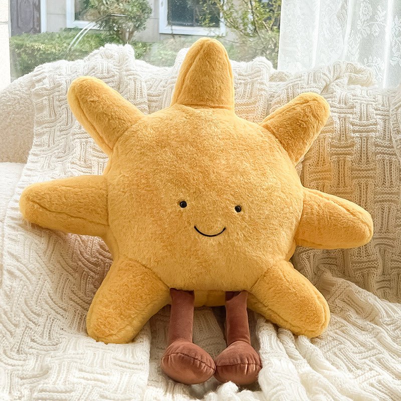 Decoratief Pluche Knuffelkussen met Zon & Maan Gezichtje 33cm of 48cm | Sansoti