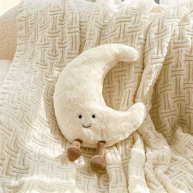 Decoratief Pluche Knuffelkussen met Zon & Maan Gezichtje 33cm of 48cm | Sansoti