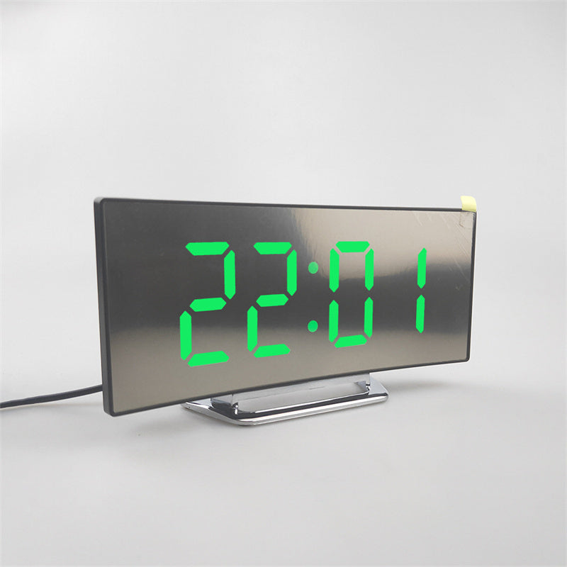 Digitale wekker LED gebogen scherm kunststof zwart slaapkamer bureau klok minimalistisch design | Sansoti