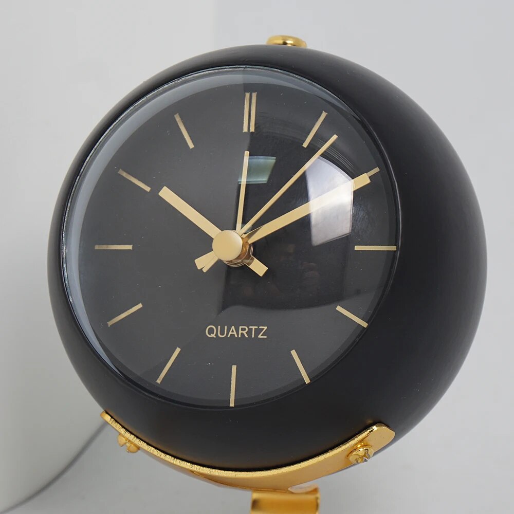 Tafelklok Quartz Metaal Groen Goud Bureau Nachtkastje Analoge Bureauklok Retro Design Woonkamer Slaapkamer | Sansoti