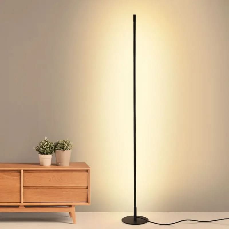 LED Stehleuchte Modern Minimalistisch Schlank 140cm Metall Schwarz Warmweiß 20W Stehlampe Wohnzimmer | Restfield