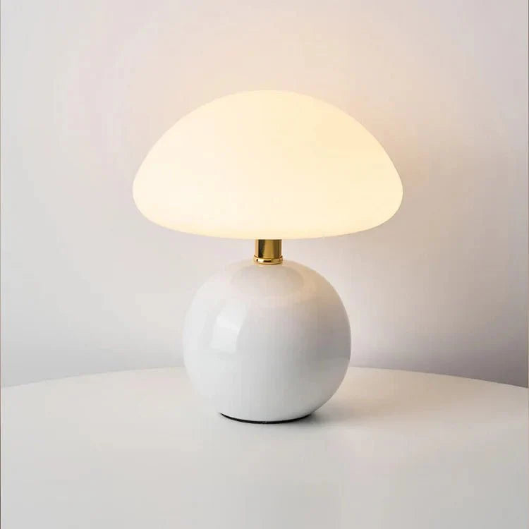Dimbare LED Paddenstoellamp Retro Design Tafellamp Keramiek Mat Glas 3 Lichtstanden Sfeerlamp Bureau | Sansoti