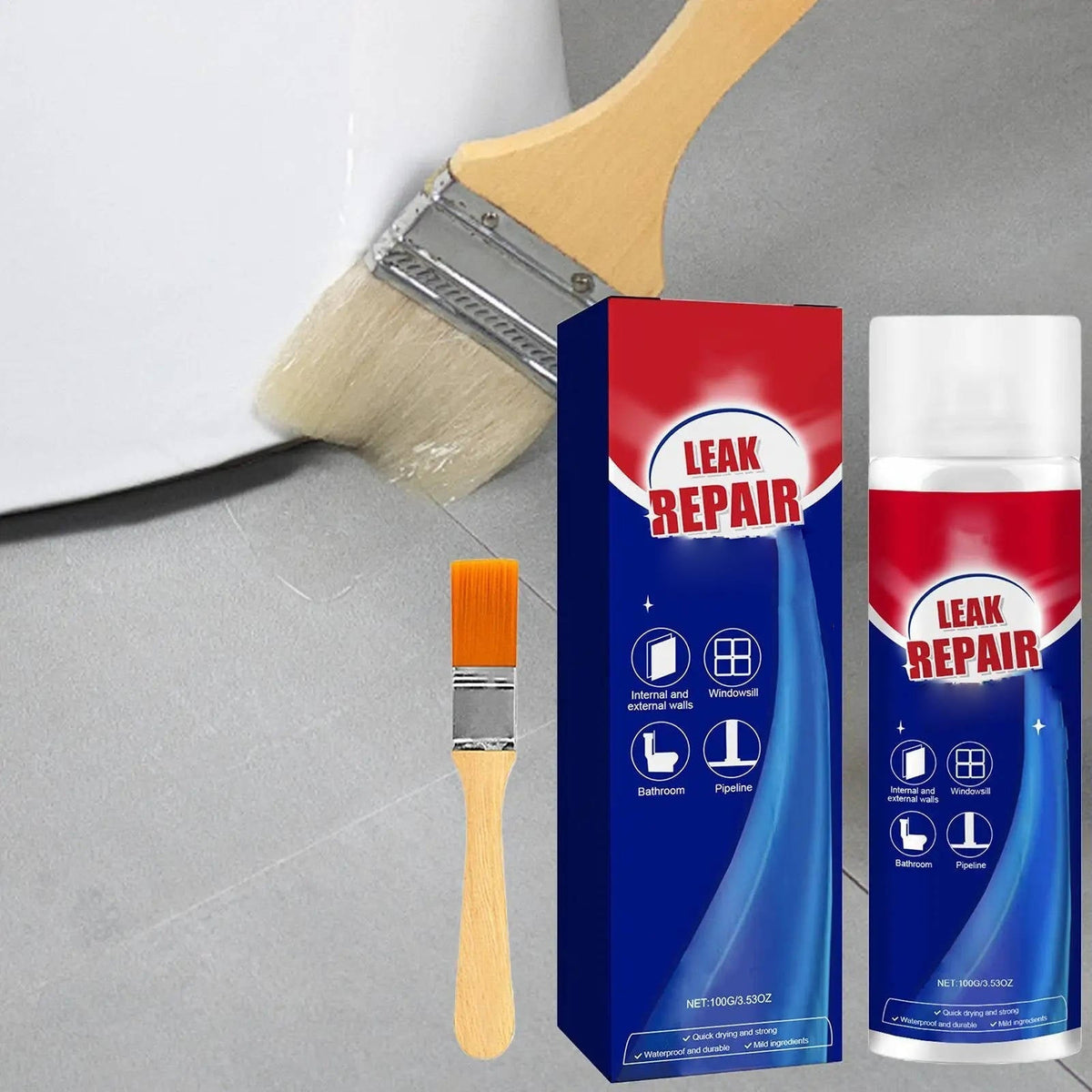 Wasserdichtes Dichtungsspray, Leckreparatur, 2er-Set für Dachrinne, Badezimmer und Garten, transparente Beschichtung | Sansoti