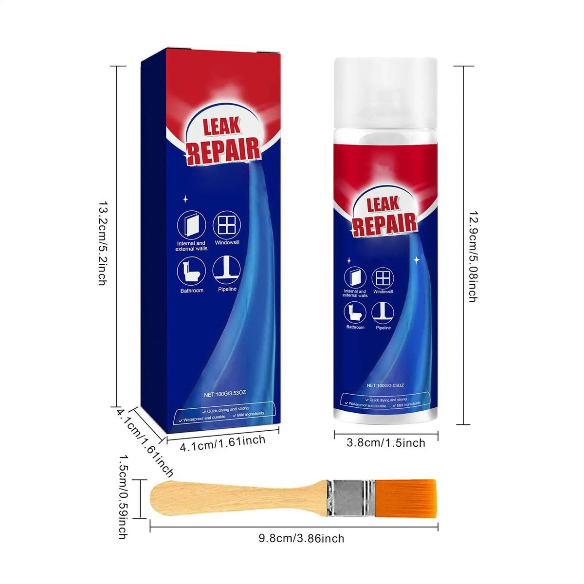 Wasserdichtes Dichtungsspray, Leckreparatur, 2er-Set für Dachrinne, Badezimmer und Garten, transparente Beschichtung | Sansoti