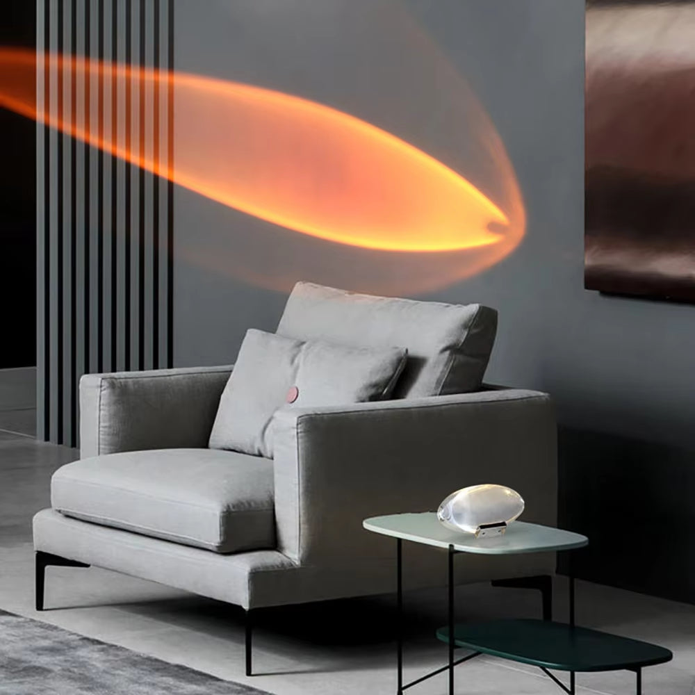 Ovale Kristallen Tafellamp met Chroom Sokkel – LED Sfeerverlichting in Warm Wit, Blauw-Paars of Zonsondergangstinten – Stemmingslicht voor Slaapkamer en Woonruimte | Sansoti