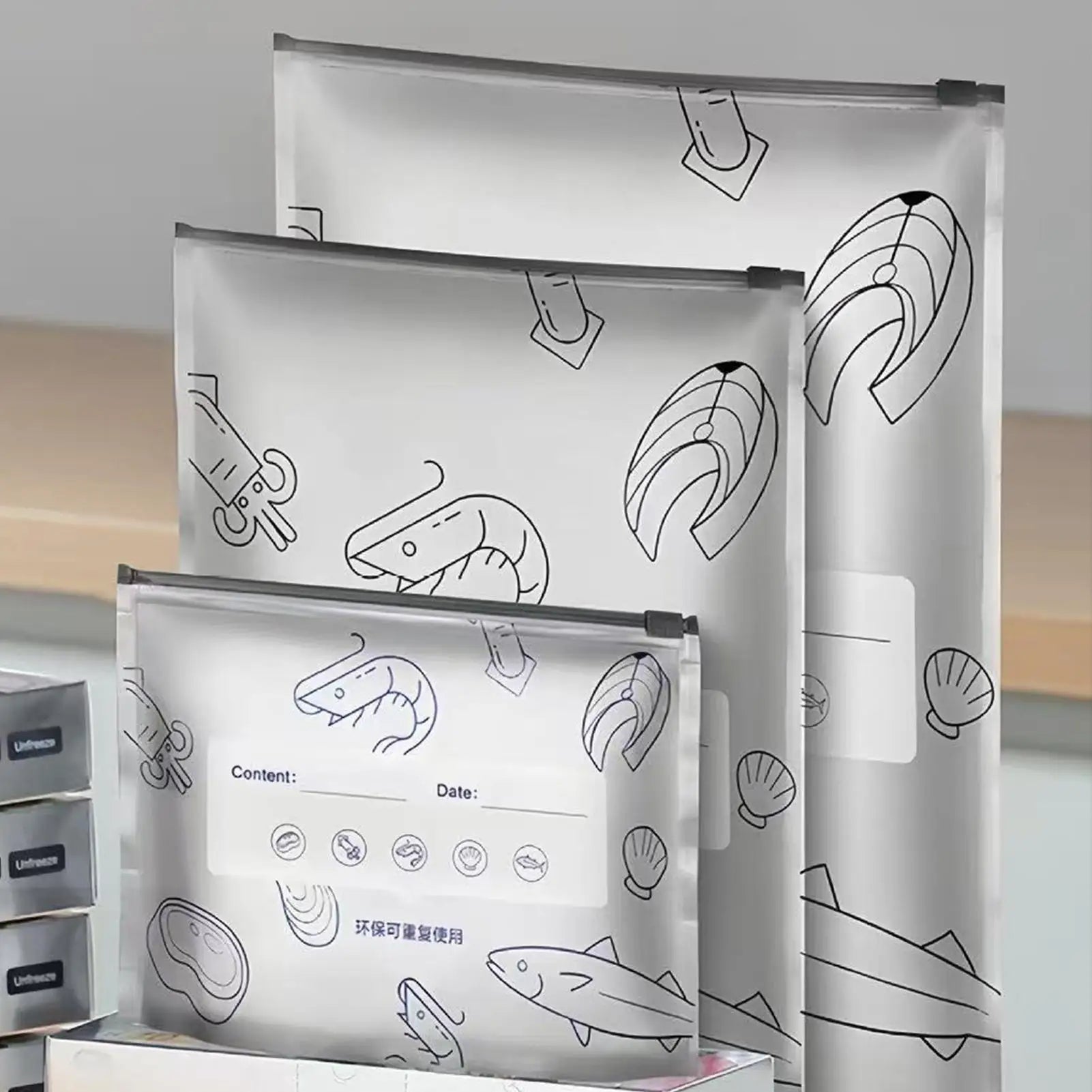 Herbruikbare Vershoudzakken met Zip-Sluiting Aluminium 20 Stuks Set voor Groenten Fruit Snacks Koelkast | Sansoti