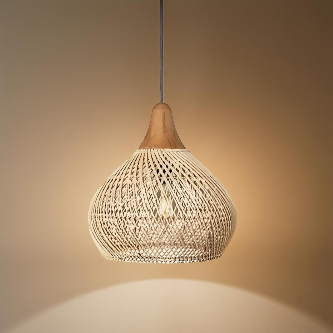 Rotan Hanglamp Boho Natuur Ø40 Ø50 Ø60 Zwart Of Naturel LED | Sansoti