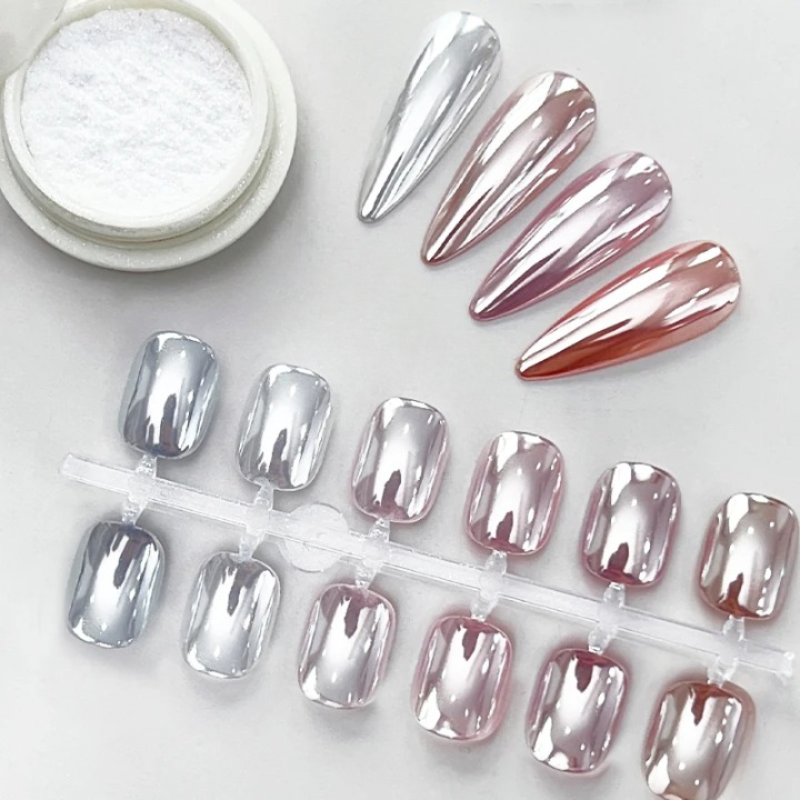 Chroompoeder voor Nagels Zilver – Spiegeleffect Nagelpoeder voor Gel en Acryl | Sansoti