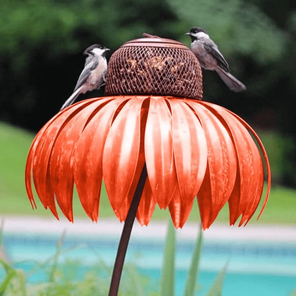 Metallene Vogelfutterstation in Blumenform, 78 cm, zum Aufhängen im Garten, Vogelhaus für Gartendekoration und Outdoor-Feiern | Sansoti