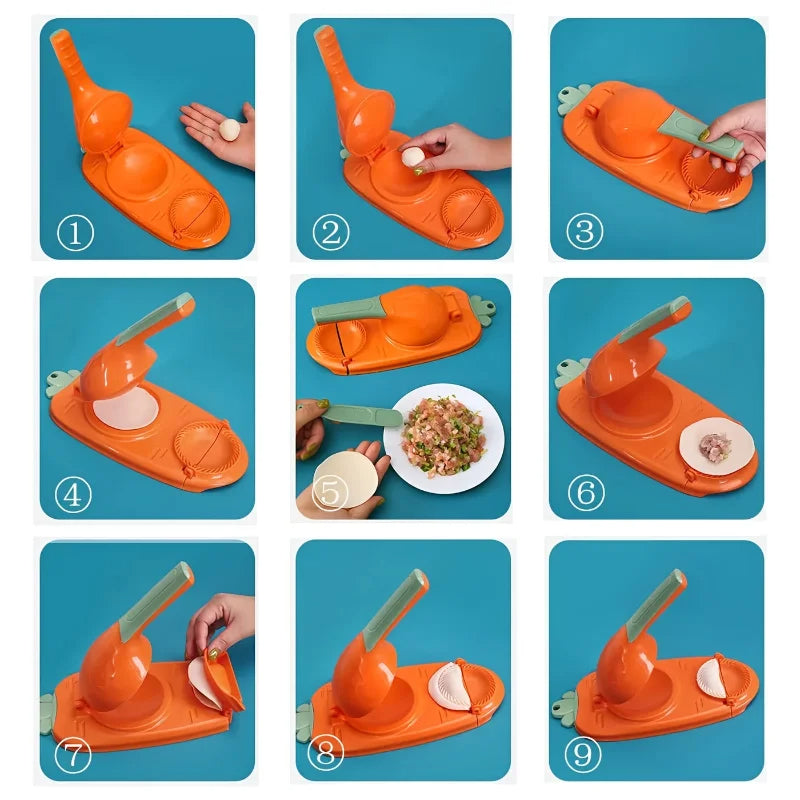 Manuelle Teigpresse 2-in-1 für Dumplings und Ravioli mit Wellenrand – professionelles Küchenwerkzeug zur Pastaherstellung | Sansoti