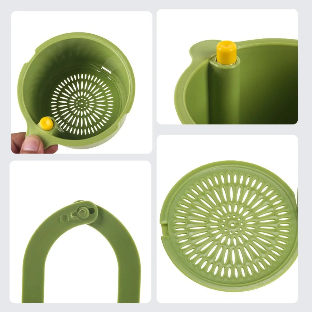 Hangend Afdruipmandje Keuken 2-Delig Filter Klik-Systeem PP BPA-vrij 20x14x13cm Groente Fruit Afgieten Aanrecht Gootsteen Filtermand Kraanrek | Sansoti