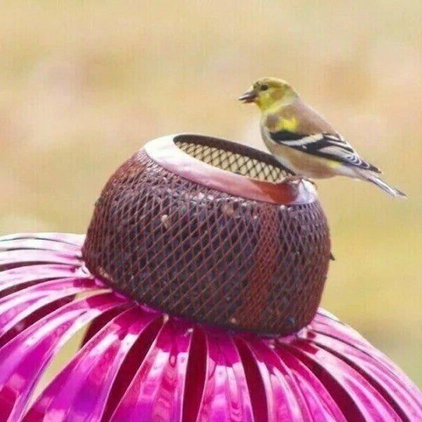 Metallene Vogelfutterstation in Blumenform, 78 cm, zum Aufhängen im Garten, Vogelhaus für Gartendekoration und Outdoor-Feiern | Sansoti