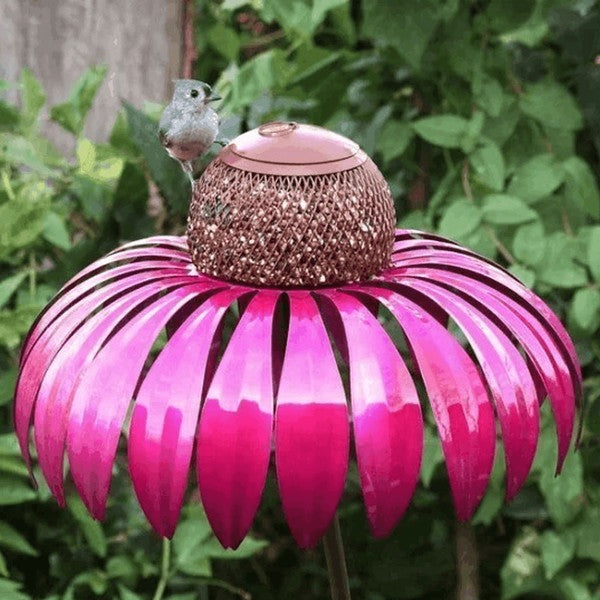 Metallene Vogelfutterstation in Blumenform, 78 cm, zum Aufhängen im Garten, Vogelhaus für Gartendekoration und Outdoor-Feiern | Sansoti