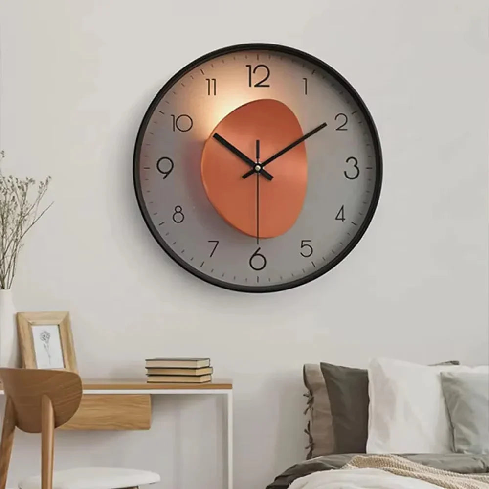Wandklok Stil Quartz 20cm Kunststof Glas Metalen Wijzers Analoog Slaapkamer Woonkamer Kantoor Werkkamer Geen Tik-Tak Geluid AA Batterij | Sansoti