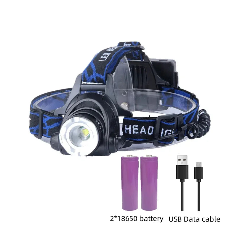 LED Hoofdlamp Oplaadbaar 2000 Lumen met Zoomfunctie Waterdicht Handsfree Verlichting voor Wandelen | Sansoti