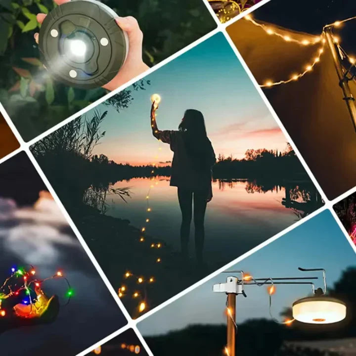 4-in-1 Campinglamp LED RGB Lichtslinger 10m 2000mAh Powerbank IPX4 Tentlamp Zaklamp Buitenlamp Festival Tuin Oplaadbaar | Sansoti