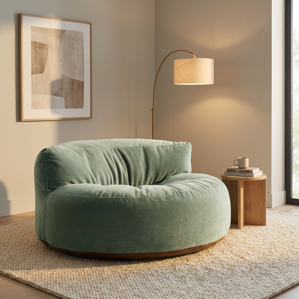 Ronde Fluwelen Zitzak Velvet Loveseat Groot Premium EPS Woonkamer Slaapkamer | Sansoti
