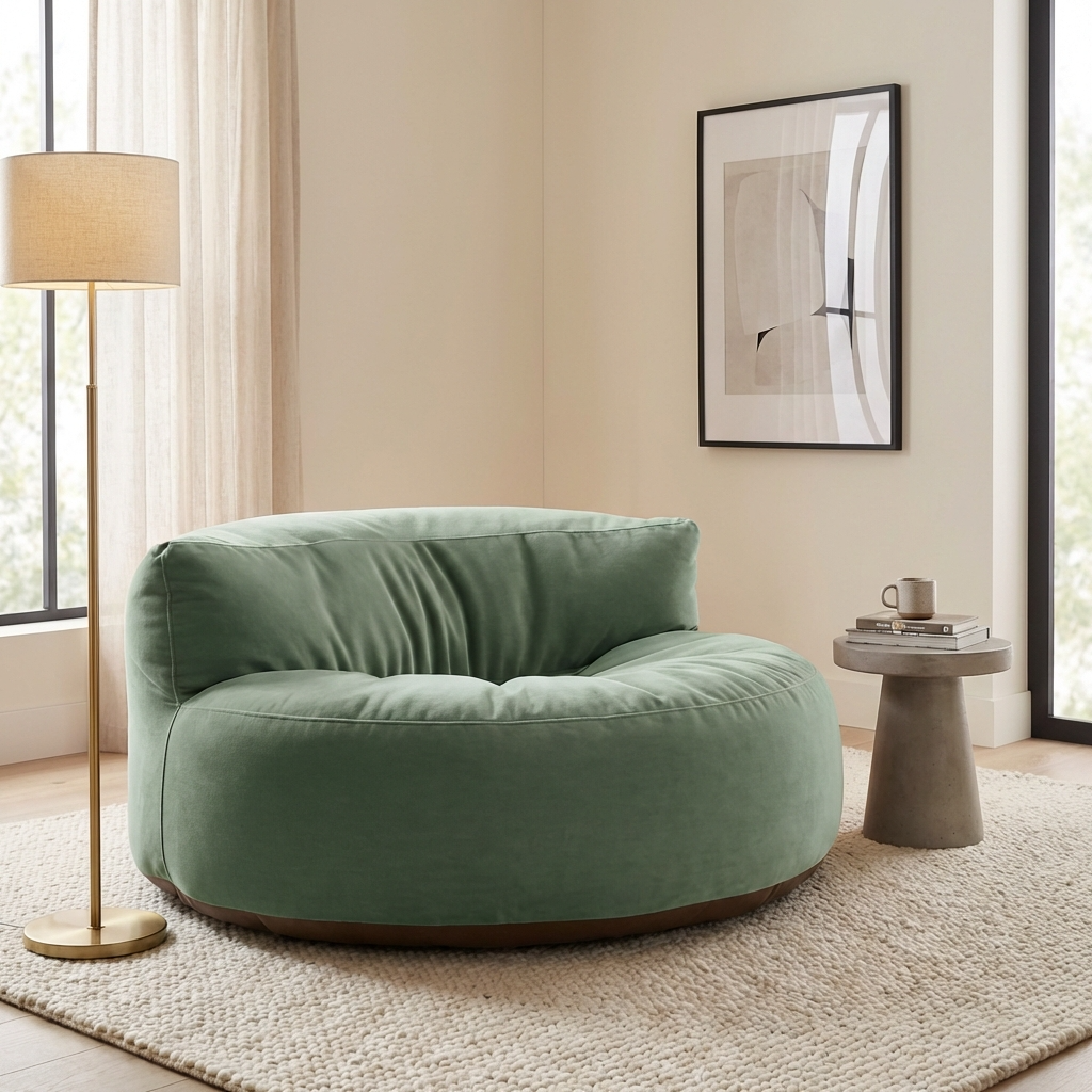Ronde Fluwelen Zitzak Velvet Loveseat Groot Premium EPS Woonkamer Slaapkamer | Sansoti