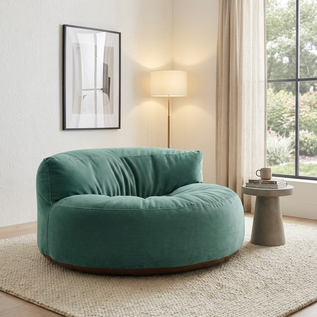 Ronde Fluwelen Zitzak Velvet Loveseat Groot Premium EPS Woonkamer Slaapkamer | Sansoti