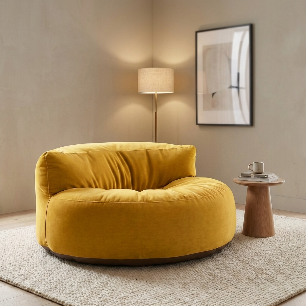 Ronde Fluwelen Zitzak Velvet Loveseat Groot Premium EPS Woonkamer Slaapkamer | Sansoti