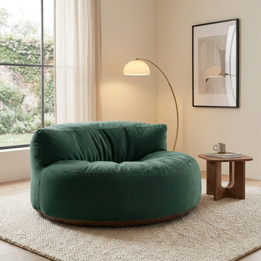 Ronde Fluwelen Zitzak Velvet Loveseat Groot Premium EPS Woonkamer Slaapkamer | Sansoti