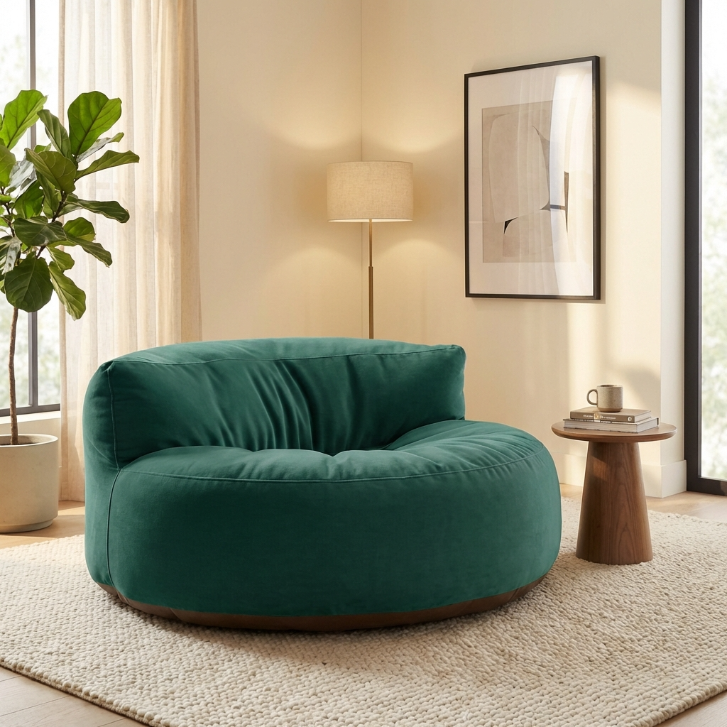Ronde Fluwelen Zitzak Velvet Loveseat Groot Premium EPS Woonkamer Slaapkamer | Sansoti