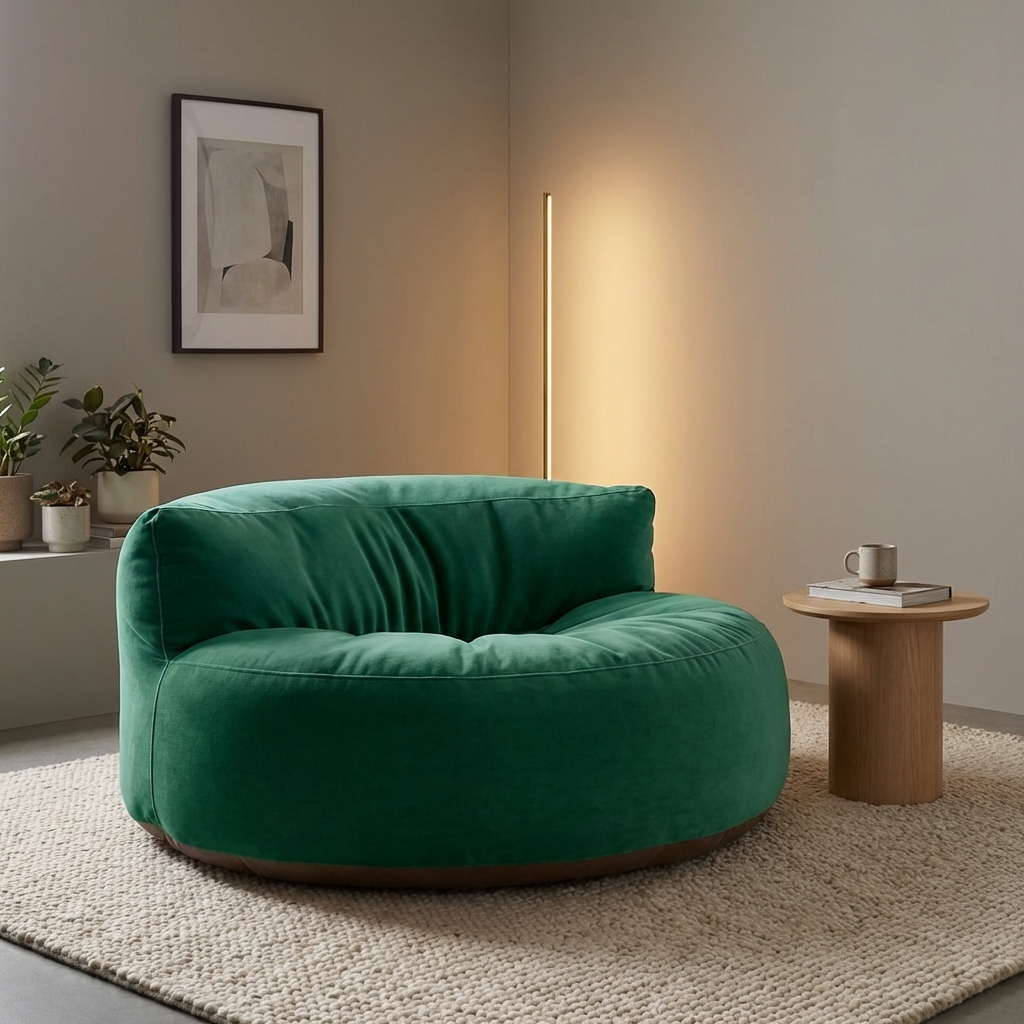 Ronde Fluwelen Zitzak Velvet Loveseat Groot Premium EPS Woonkamer Slaapkamer | Sansoti